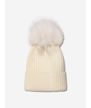 Moncler Enfant Girls Wool Knitted Pom Pom Hat livraison et retour toujours gratuits