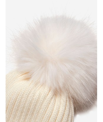 Moncler Enfant Girls Wool Knitted Pom Pom Hat livraison et retour toujours gratuits