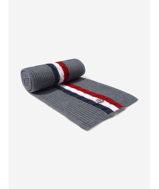 Moncler Enfant Boys Wool Striped Logo Scarf Véritable concentré