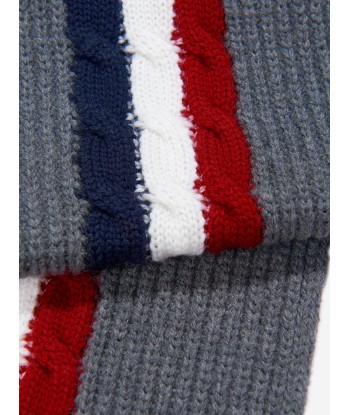 Moncler Enfant Boys Wool Striped Logo Scarf Véritable concentré