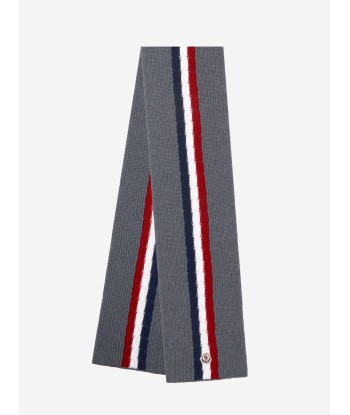 Moncler Enfant Boys Wool Striped Logo Scarf Véritable concentré