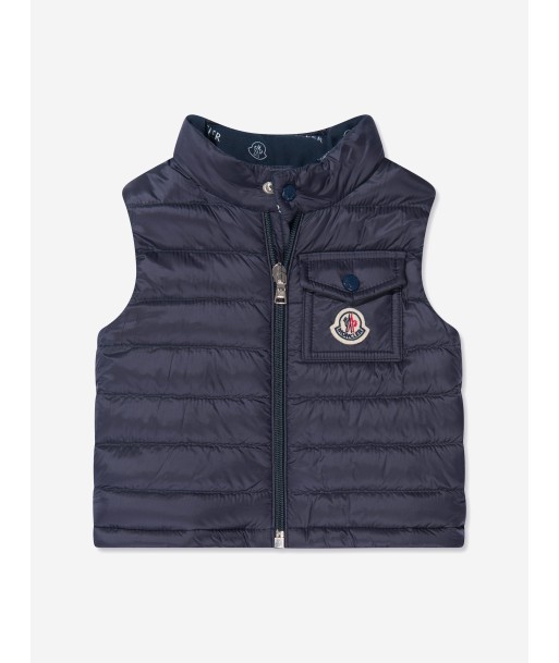 Moncler Enfant Baby Down Padded Vard Gilet in Navy meilleur choix