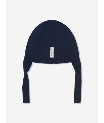 Moncler Enfant Baby Beanie Hat With Chin Strap in Navy Toutes les collections ici