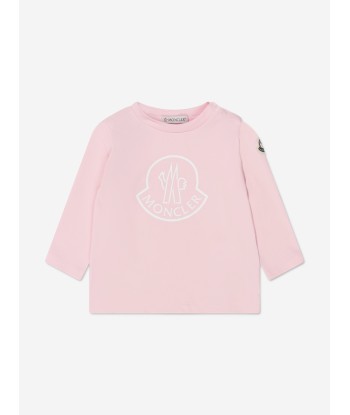 Moncler Enfant Baby Long Sleeve Logo T-Shirt in Pink Venez découvrir notre 