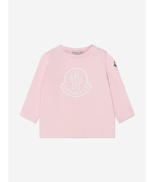 Moncler Enfant Baby Long Sleeve Logo T-Shirt in Pink Venez découvrir notre 