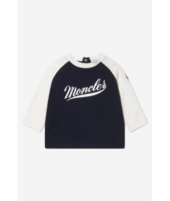 Moncler Enfant Baby Boys Long Sleeve Logo T-Shirt in Navy Venez acheter