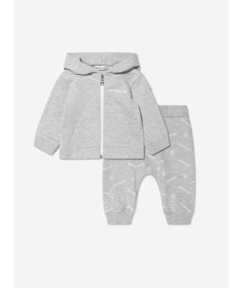 Moncler Enfant Baby Logo Tracksuit in Grey commande en ligne