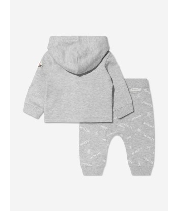 Moncler Enfant Baby Logo Tracksuit in Grey commande en ligne