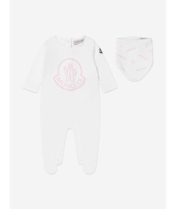 Moncler Enfant Baby Boys Logo Babygrow And Bib Set in Grey chez Cornerstreet bien 