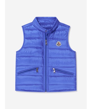 Moncler Enfant Boys Down Padded Gui Gilet in Blue de pas cher