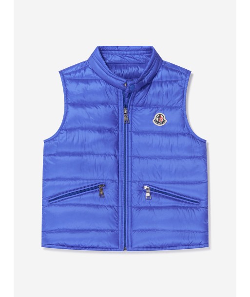 Moncler Enfant Boys Down Padded Gui Gilet in Blue de pas cher