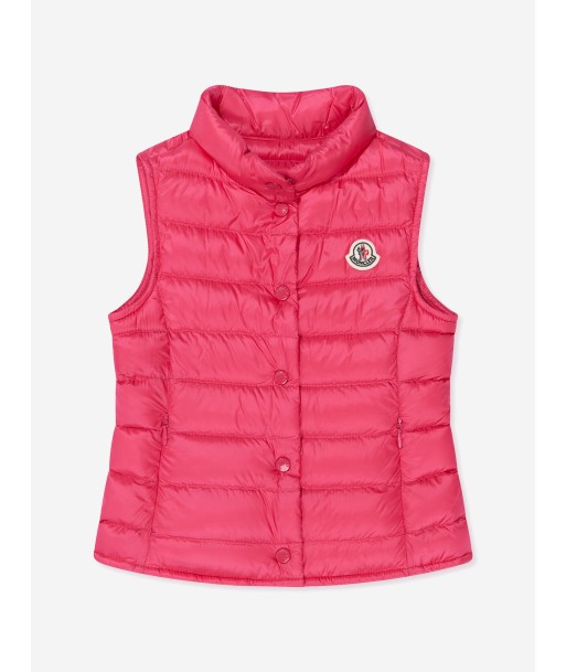 Moncler Enfant Girls Down Padded Liane Gilet in Red en stock