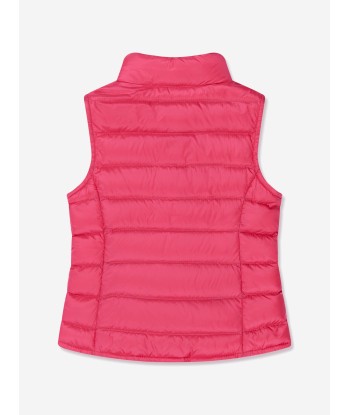 Moncler Enfant Girls Down Padded Liane Gilet in Red en stock