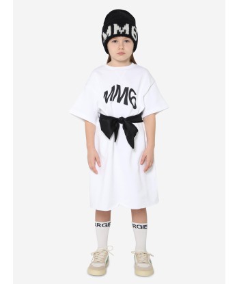 MM6 Maison Margiela Kids Logo T-Shirt Dress In White en stock