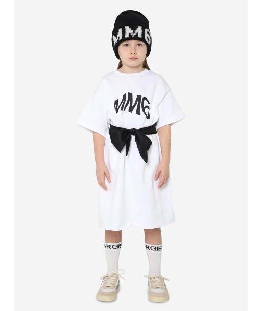 MM6 Maison Margiela Kids Logo T-Shirt Dress In White en stock