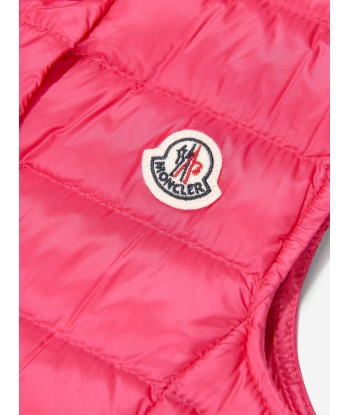 Moncler Enfant Girls Down Padded Liane Gilet in Red en stock