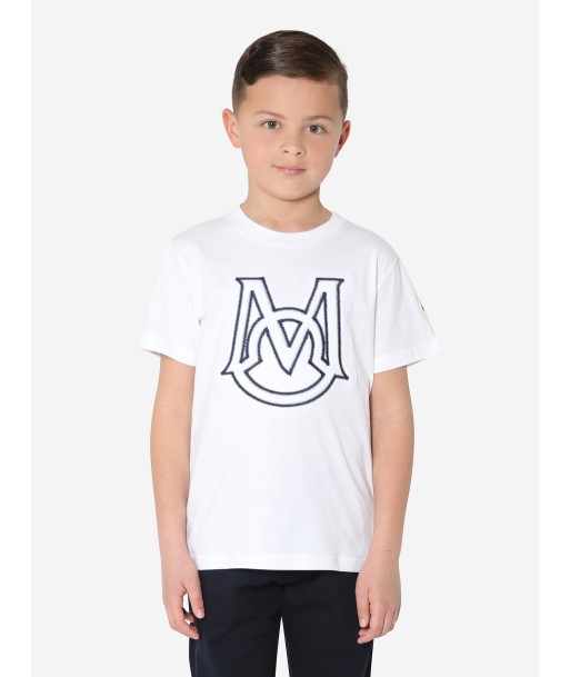 Moncler Enfant Boys Logo T-Shirt in White Venez acheter