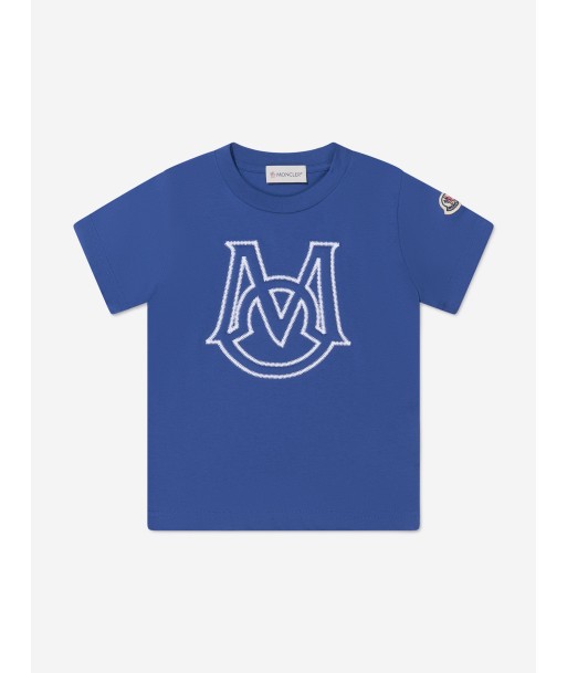 Moncler Enfant Boys Logo T-Shirt in Blue solde