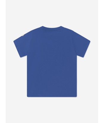 Moncler Enfant Boys Logo T-Shirt in Blue solde