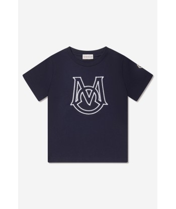 Moncler Enfant Boys Logo T-Shirt in Navy de pas cher