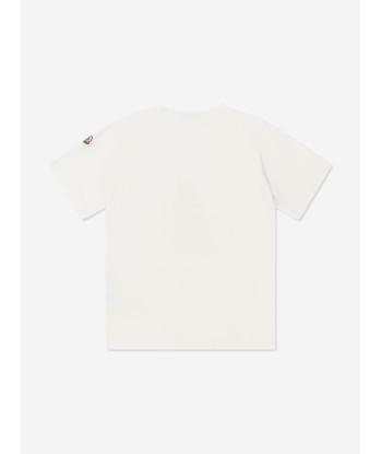 Moncler Enfant Girls Bear Print T-Shirt in White en stock