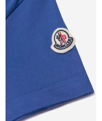 Moncler Enfant Boys Logo T-Shirt in Blue solde