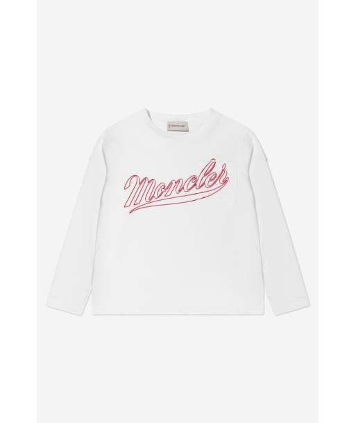 Moncler Enfant Boys Long Sleeve Logo T-Shirt in White de l' environnement