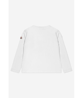 Moncler Enfant Boys Long Sleeve Logo T-Shirt in White de l' environnement