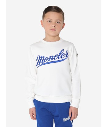 Moncler Enfant Boys Logo Print Sweatshirt in White plus qu'un jeu 