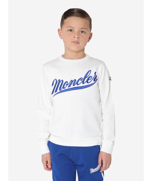 Moncler Enfant Boys Logo Print Sweatshirt in White plus qu'un jeu 