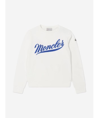 Moncler Enfant Boys Logo Print Sweatshirt in White plus qu'un jeu 