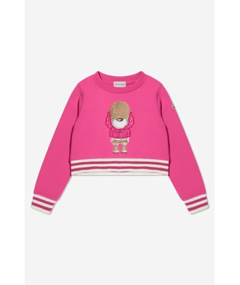 Moncler Enfant Girls Bear Print Sweatshirt in Pink Fin de série