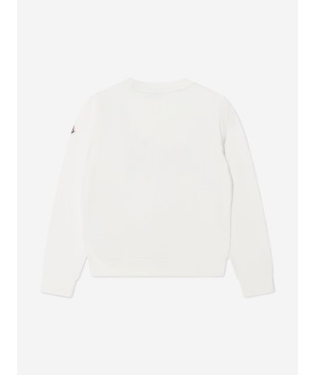 Moncler Enfant Boys Logo Print Sweatshirt in White plus qu'un jeu 