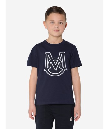 Moncler Enfant Boys Logo T-Shirt in Navy de pas cher