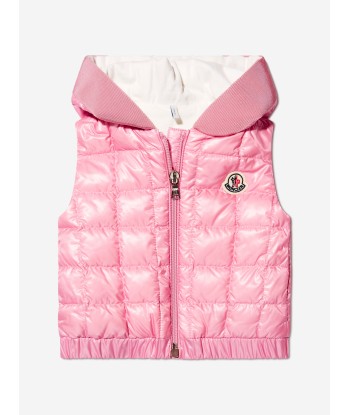 Moncler Enfant Baby Girls Down Padded Jouzas Gilet in Pink d'Europe débarque