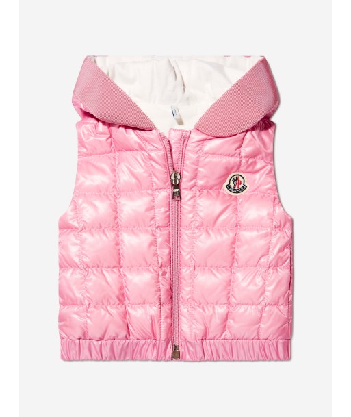 Moncler Enfant Baby Girls Down Padded Jouzas Gilet in Pink d'Europe débarque