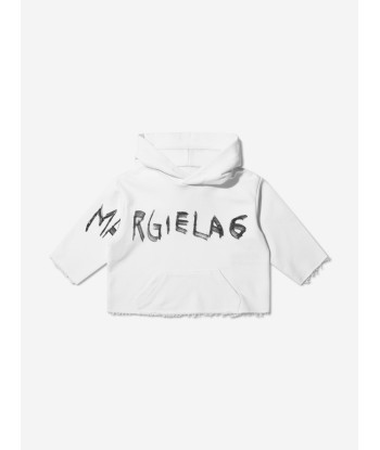 MM6 Maison Margiela Kids Cropped Logo Hoodie In White ou a consommer sur place