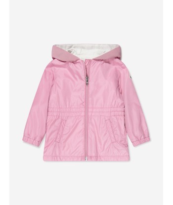 Moncler Enfant Baby Girls Messein Long Parka in Pink brillant des détails fins