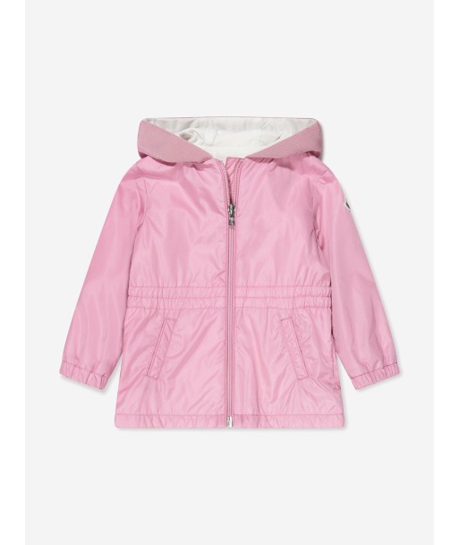 Moncler Enfant Baby Girls Messein Long Parka in Pink brillant des détails fins