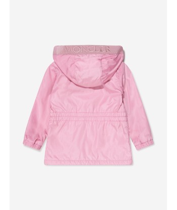 Moncler Enfant Baby Girls Messein Long Parka in Pink brillant des détails fins