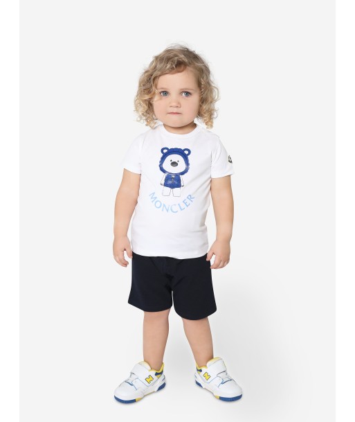 Moncler Enfant Baby Bear Print T-Shirt in White le concept de la Pate a emporter 