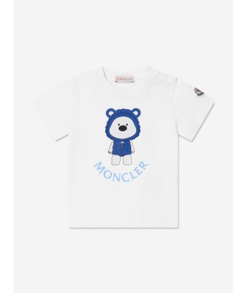 Moncler Enfant Baby Bear Print T-Shirt in White le concept de la Pate a emporter 