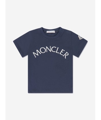 Moncler Enfant Baby Girls Logo T-Shirt in Navy paiement sécurisé