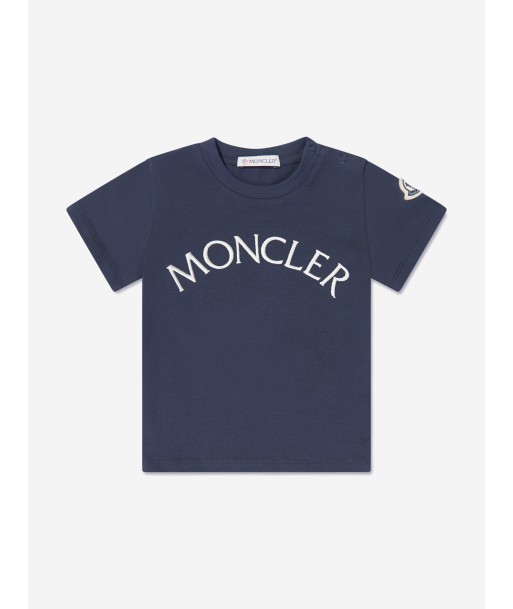 Moncler Enfant Baby Girls Logo T-Shirt in Navy paiement sécurisé