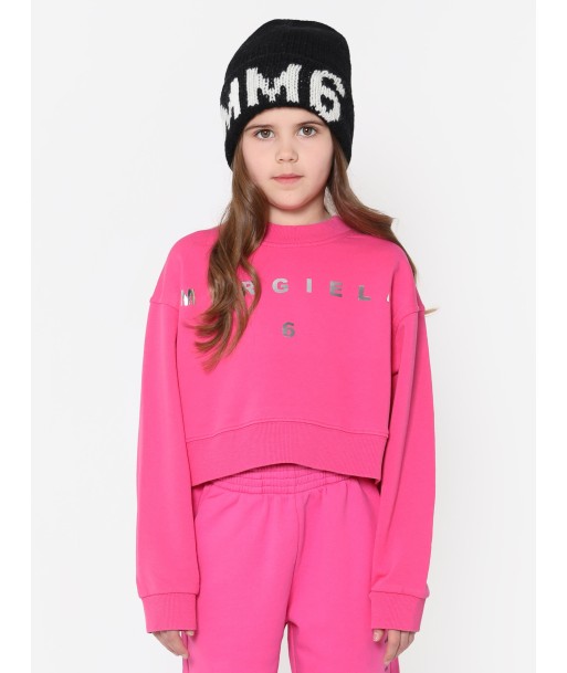 MM6 Maison Margiela Girls Cropped Logo Sweatshirt In Pink d'Europe débarque