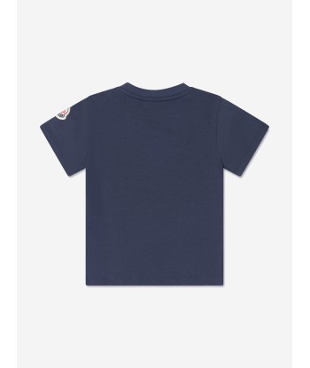 Moncler Enfant Baby Girls Logo T-Shirt in Navy paiement sécurisé