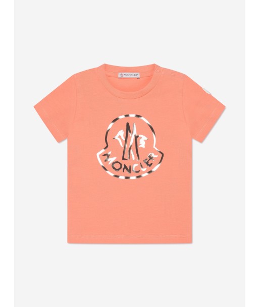 Moncler Enfant Baby Girls Logo T-Shirt in Peach destockage