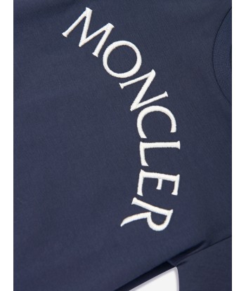 Moncler Enfant Baby Girls Logo T-Shirt in Navy paiement sécurisé