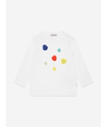 Moncler Enfant Baby Long Sleeve Logo T-Shirt in White En savoir plus