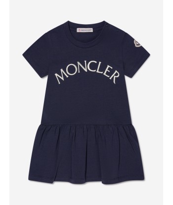 Moncler Enfant Baby Girls Logo Dress in Navy livraison et retour toujours gratuits